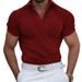 High-end Waffle Lapel Men's T-shirt Collar Summer Solid Color New Heavy Short Sleeve_viptrois.com
