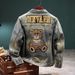Men's Clothing high end light colored motorcycle denim jacket men's fashion brand old retro heavy duty bear jacket embroidered gown trend_viptrois.com
