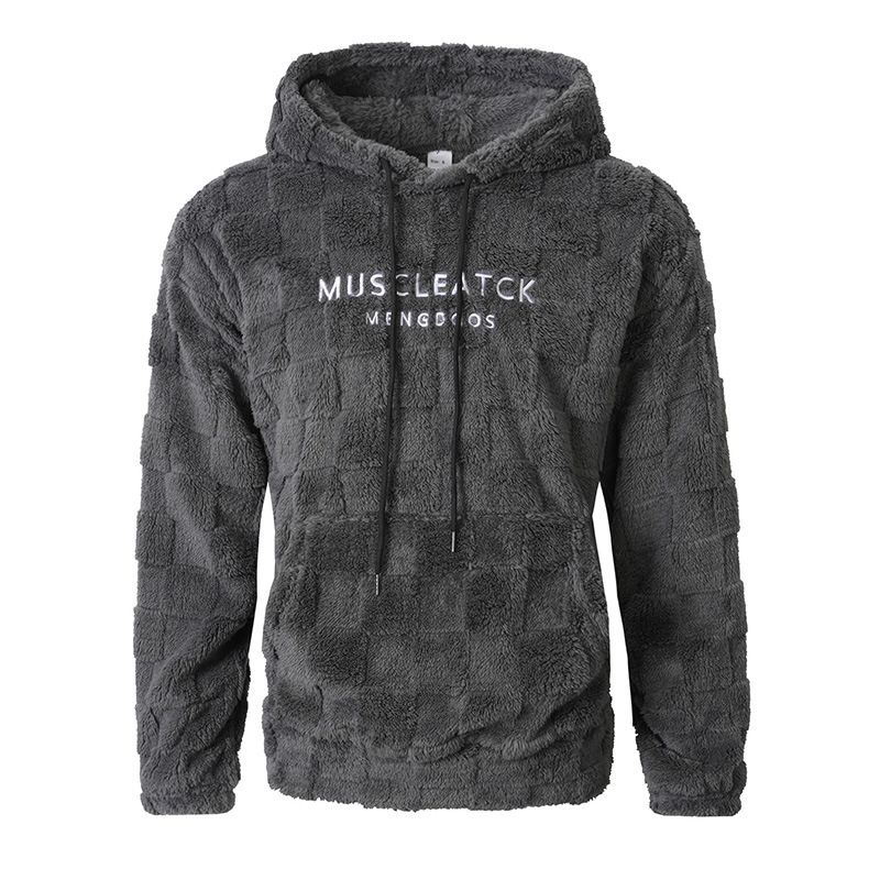 Men's Embroidered Letter Hoodie – Fleece-Lined Long Sleeve Pullover With Drawstring (Dark Gray/Black/Khaki, S-XXL)_viptrois.com