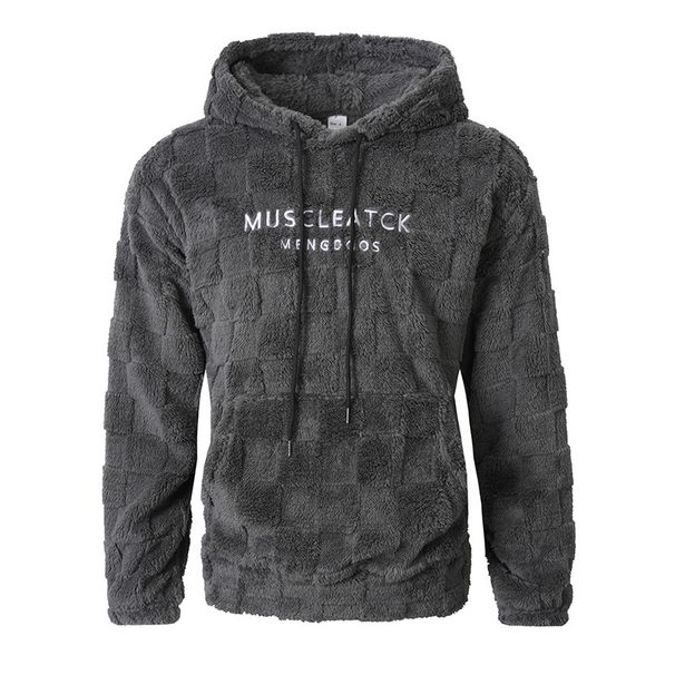 Men's Embroidered Letter Hoodie – Fleece-Lined Long Sleeve Pullover With Drawstring (Dark Gray/Black/Khaki, S-XXL)_viptrois.com