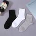 Men's New Socks Four Seasons Breathable Sweat Absorbent Black And White Gray Socks Solid Color Sports Socks Mid Tube Socks_viptrois.com