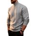 2025 Autumn And Winter New European Size Solid Color Jacquard Sweater Men's High Collar Thick Warm Sweater_viptrois.com