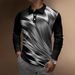 Pulse Polo Shirt European And American Cross-Border Men's Long Sleeve Striped T-Shirt Middle-Aged Plaid Button_viptrois.com
