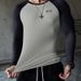 Men's Athletic Long Sleeve T-Shirt Slim Fit Contrast Sleeves Moisture Wicking Running Shirt for Training Gym Workout Top_viptrois.com