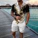 Men's Clothing Foreign Trade Summer New Men's Chain POLO Shirt Suit 3D Printing Fashion Slim Fashion Men's Short Sleeve Two_viptrois.com