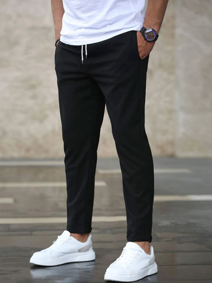 Men's Cropped Casual Trousers - Slim Fit Business & Streetwear Pants (S-3XL, 5 Colors) Men's Clothing_viptrois.com