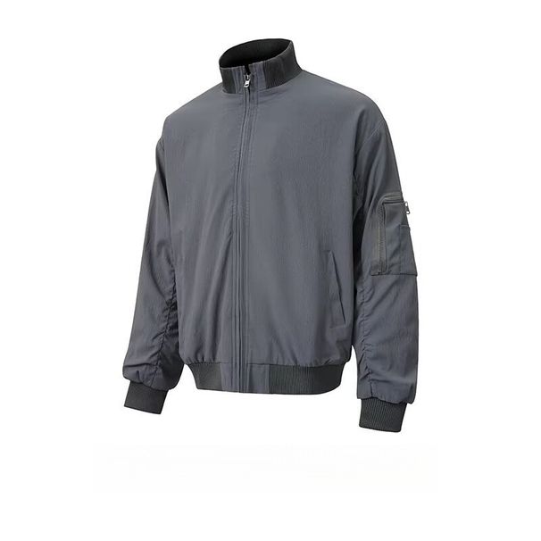 Pilot Jacket Men's Stand Up Collar Silhouette Workwear Jacket Youth Solid Color Baseball Uniform_viptrois.com
