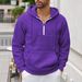 Men's Fleece Zip-Up Hoodie - Winter Warm Half-Zip Pullover With Stand Collar, Slim Fit Long Sleeve Sweatshirt For Casual & Streetwear_viptrois.com