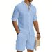 Men's Clothing Men's Style Linen Suit Casual Loose Breathable Long Sleeved Shirt Workwear Beach Shorts Set For Formal & Casual_viptrois.com