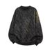 Marble Patterned Round Neck Hoodie, Trendy New Style, Fashionable Design, Versatile Loose Top_viptrois.com