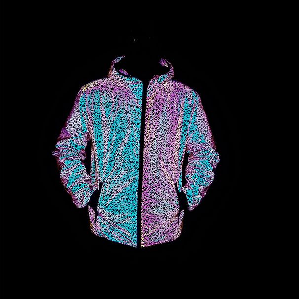 Men's Clothing Personalized Colorful Bird's Nest Pattern Full Reflective Jacket Outdoor Sports Jacket _viptrois.com