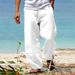 Men's Clothing Cotton And Linen Casual Pants Spring Loose Cotton And Linen Drawstring Hip Hop Light Wide Leg Straight Pants_viptrois.com
