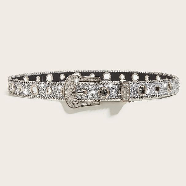 Subculture Punk Style For Women Y2K New Sequin Shiny Rhinestone Decoration Matching Jeans Belt Trendy_viptrois.com