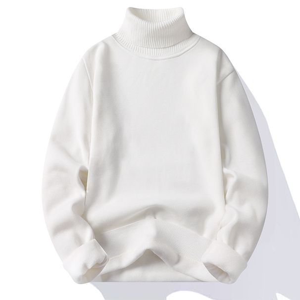 Pure Autumn Winter High Collar Solid Color Men Slim Fit Fleece Lined Warm Pullover Knitted Sweater Versatile Base Laer_viptrois.com