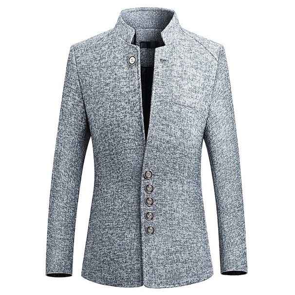 Men's Clothing Spring Casual Single Western Men's Suit Slim Fit Small Suit British Gentleman Stand Collar Jacket Flat_viptrois.com