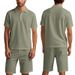 2026 Summer Men's Loose Casual Linen Breathable POLO Shirt Short Beach Sleeve Shorts Set_viptrois.com