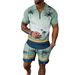 Men's Clothing Beach Short Sleeve T-Shirt Shorts Set Lightweight, Breathable, Comfortable Cotton(Sky Blue, Khaki, Green, Dark Green, Orange) - S-XXXL_viptrois.com