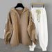 Men's Clothing Solid Color Half Zip Hooded Sweatshirt Jacket Spring And Autumn Handsome Casual Fashion Long Sleeved Trousers a Complete Set_viptrois.com