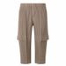 Man's clothing Pleated cargo pants men's army green cropped pants Men's summer casual pants loose_viptrois.com