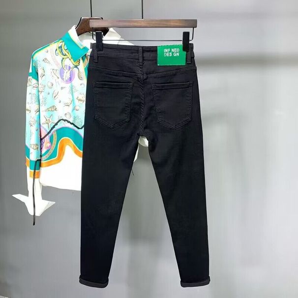 Men's Clothing White Jeans Men's Summer Thin Slim Straight Pants Business Casual Men's Versatile Fashion Nine Point Pants_viptrois.com