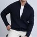 Men's Clothing Jacquard Stand Collar Autumn/Winter Jacquard Knit Cardigan – Slim Fit Stand Collar, British-Inspired Textured Sweater Coat_viptrois.com