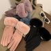 New Women's Warmth Thickened DeRong Dew Finger Touchable Screen Windproof Riding Plush Outdoor Fur Mouth Fashion Gloves_viptrois.com