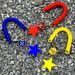 Acrylic Glow Star Keychain With Spring Cord - Viral Dangle Charm For Backpacks (Red/Blue/Yellow, Asymmetric Dice Points)_viptrois.com