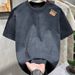 Men's Clothing New Summer Fashion Trendy Men's Tie Dye Short Sleeved T Shirt With Round Neck Design, Simple And Versatile Top With Pocket Square_viptrois.com