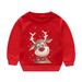 Cozy Christmas Kids Sweatshirt With Reindeer & Snowman Print, Soft Cotton Blend Pullover For Boys And Girls (8-16 Years, 100-160cm)_viptrois.com