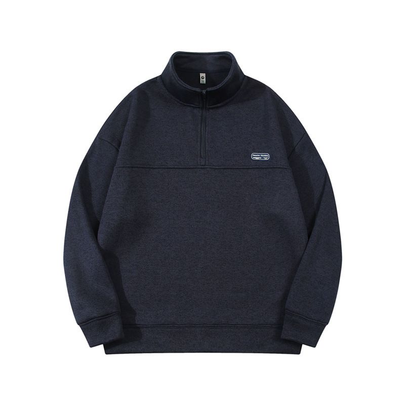 Men's Clothing Fleece Stand Collar Half Zipper Sweater Loose Sweater Plus Velvet Warm Autumn And Winter Jacket Top_viptrois.com