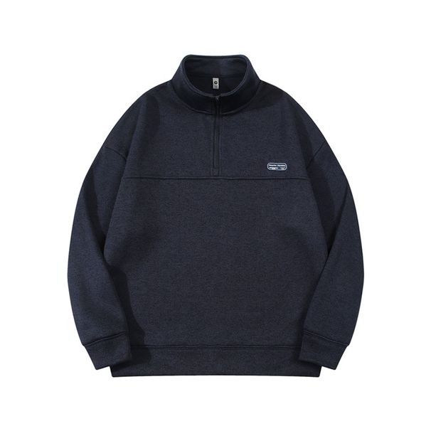 Men's Clothing Fleece Stand Collar Half Zipper Sweater Loose Sweater Plus Velvet Warm Autumn And Winter Jacket Top_viptrois.com