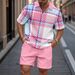 Men's Clothing Digital Print Lapel Zipper Shirt And Shorts Set Summer Trendy Clothing_viptrois.com