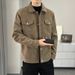 Men's Suede-Finish PU Leather Jacket – Slim Fit Vintage Biker Coat With Retro Zipper Details (M-XXXXL, Black/Tan)_viptrois.com
