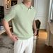 Men's Clothing New Business Commuting Simple Casual Lapel Polo Shirt Top Versatile Popular Knitted T Shirt Short Sleeved Men_viptrois.com