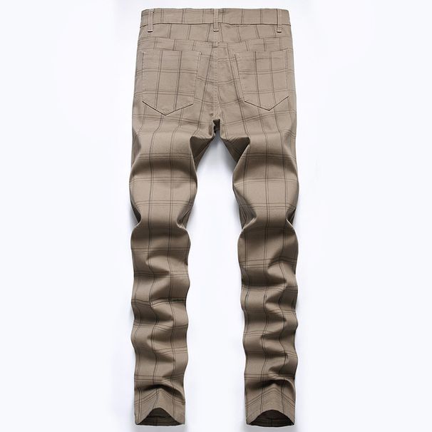 Men's Wear Casual Pants Fashion Hot Selling New Casual For Men In Large Size, High-end Formal Elastic Slim Fit Plaid Pants, Suit Pants_viptrois.com