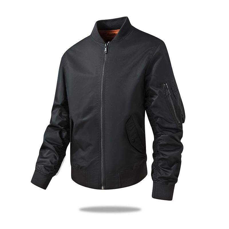Men’s Slim Fit Bomber Jacket – Lightweight Corduroy Zip-Up Flight Coat With Hood (Black, Navy, Olive, Gray)_viptrois.com
