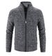 Pure Autumn Winter Sweater For Middle-aged And Elderly Men, Mid-length Knitted Fleece-lined Thickened Cardigan With Ribbed_viptrois.com