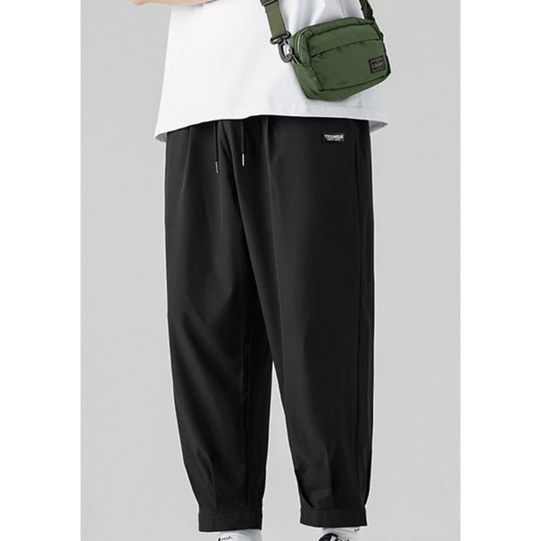 Monochrome Man- Custom Pleated Design Trendy Loose Casual For Men Spring Summer Thin Simple Breathable Nine-Point Pants_viptrois.com