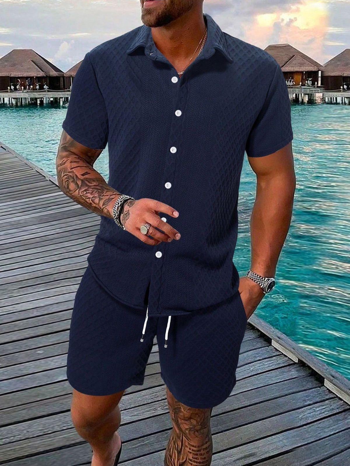 Men's Clothing Men's Shirt Casual Loose Short Sleeved Shorts_viptrois.com