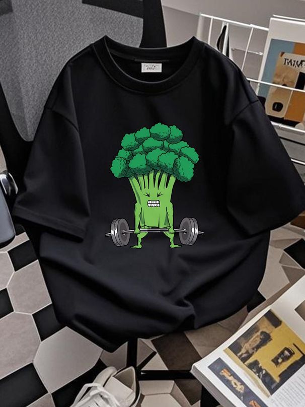 Broccoli DeadlifT T Shirt Vegan Vegetarian Workout Gym Weightlifting Weightlifter Deadlifting Veggie Vegetable Stretched Homme Casual_viptrois.com
