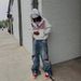 Men's American Style Graphic Letter Print Hooded Cardigan Sweatshirt with Pockets Loose Hip Hop Style Trendy Casual Sweatshirt_viptrois.com