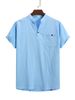 "Men's Linen Blend Short-Sleeve Polo Shirt – Breathable Stand Collar Summer T-Shirt, Lightweight & Wrinkle-Resistant (8 Colors, Sizes S-XXL)"_viptrois.com