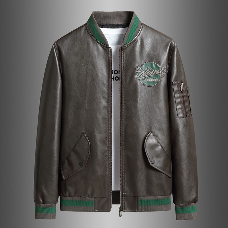 Men's Clothing Autumn And Winter Splicing Fashion Embroidery Leather Men's Jacket Japanese Fashion Brand Motorcycle Clothes Large Size Leather Jacket_viptrois.com
