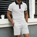 Men's Color Blocked Polo Shirt Turn Down Collar Half Zip Closure Casual Suit With Pockets New Summer_viptrois.com