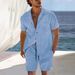 Men's Clothing Short Sleeved Collar Shirt Summer Thin Suit Casual Sportswear Shorts Shirt_viptrois.com