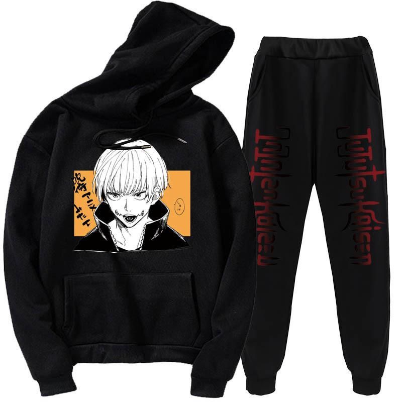 New Trendy Anime Series Youth Casual Hooded Sweatshirt Hoodie Top Pants Set_viptrois.com