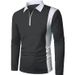Men's Clothing Long Sleeve Color Block Fashion Matching Men's Lapel Long Sleeve Men's Polo Shirt Two Color Patchwork Fashion Menswear_viptrois.com