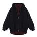 Fau’x Two-tone Solid Color Zippered Hoodie Sweatshirt_viptrois.com