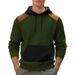 Men's Casual Plaid Hooded Sweatshirt Black Gray Polyester Autumn Winter American Style With Large Pocket Fashion_viptrois.com