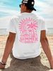 Herren Baumwoll Rundhals Kurzarm T-Shirt, Sommer Wellen Palmen Druck Design, Casual Strandurlaub Stil Kurzarm Für Den Täglichen Tragen_viptrois.com